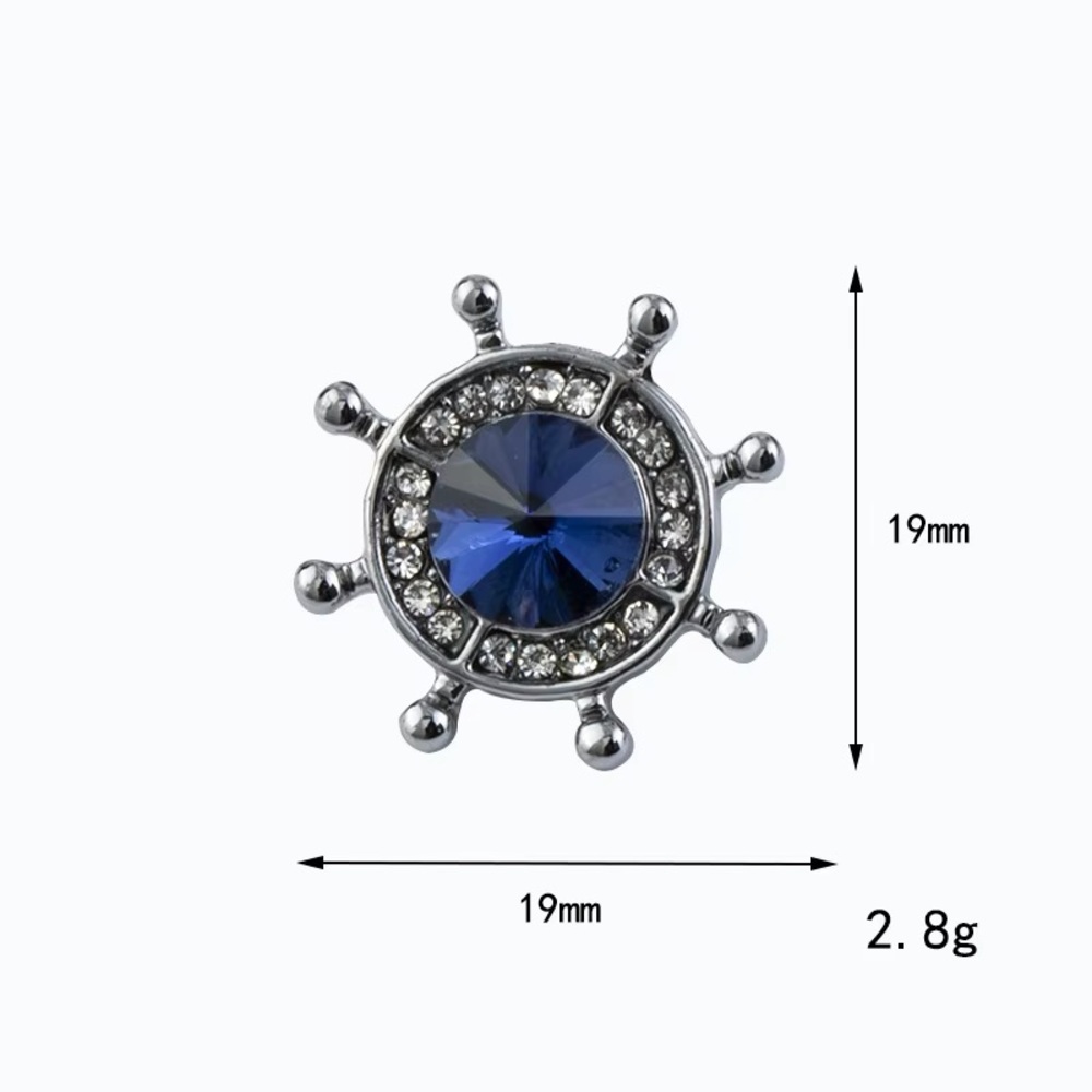 Crystal Ship Wheel Lapel Pin - Men's Accessory - Picture 7 of 7